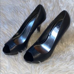 SO black peep toe heels